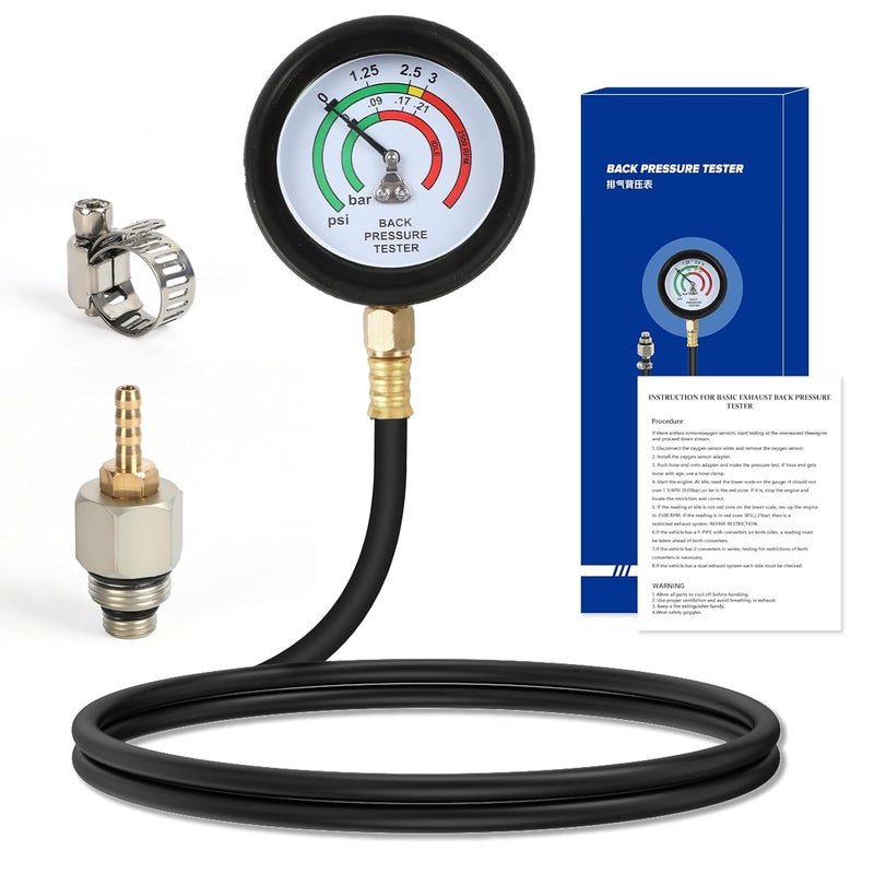 ELEY Exhaust Back Pressure Tester Kit，Professional Automotive Exhaust Back Pressure Gauge Set with 5-Foot Hose - Image 1
